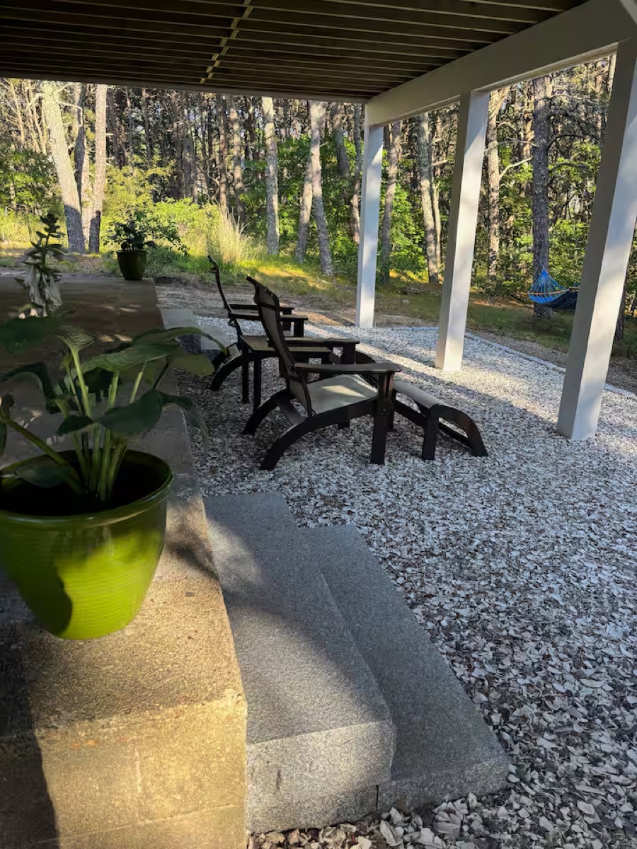 Lower porch and yard